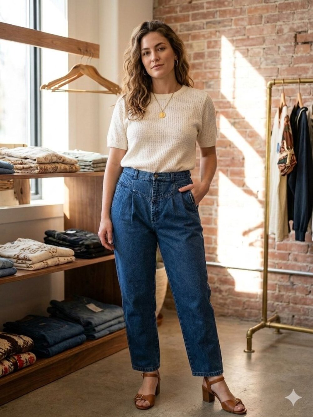 Vintage Rocky Mountain Pleated High Rise Mom Jeans Tapered Dark Wash Size 13/14